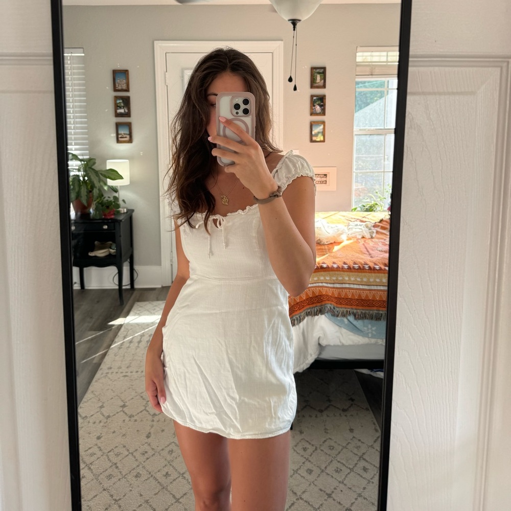 White Frilly Mini Dress